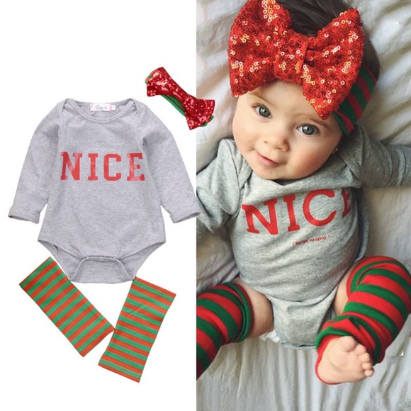 newborn baby Holiday romper onesie 4pc set NICE - Picture 4 of 4